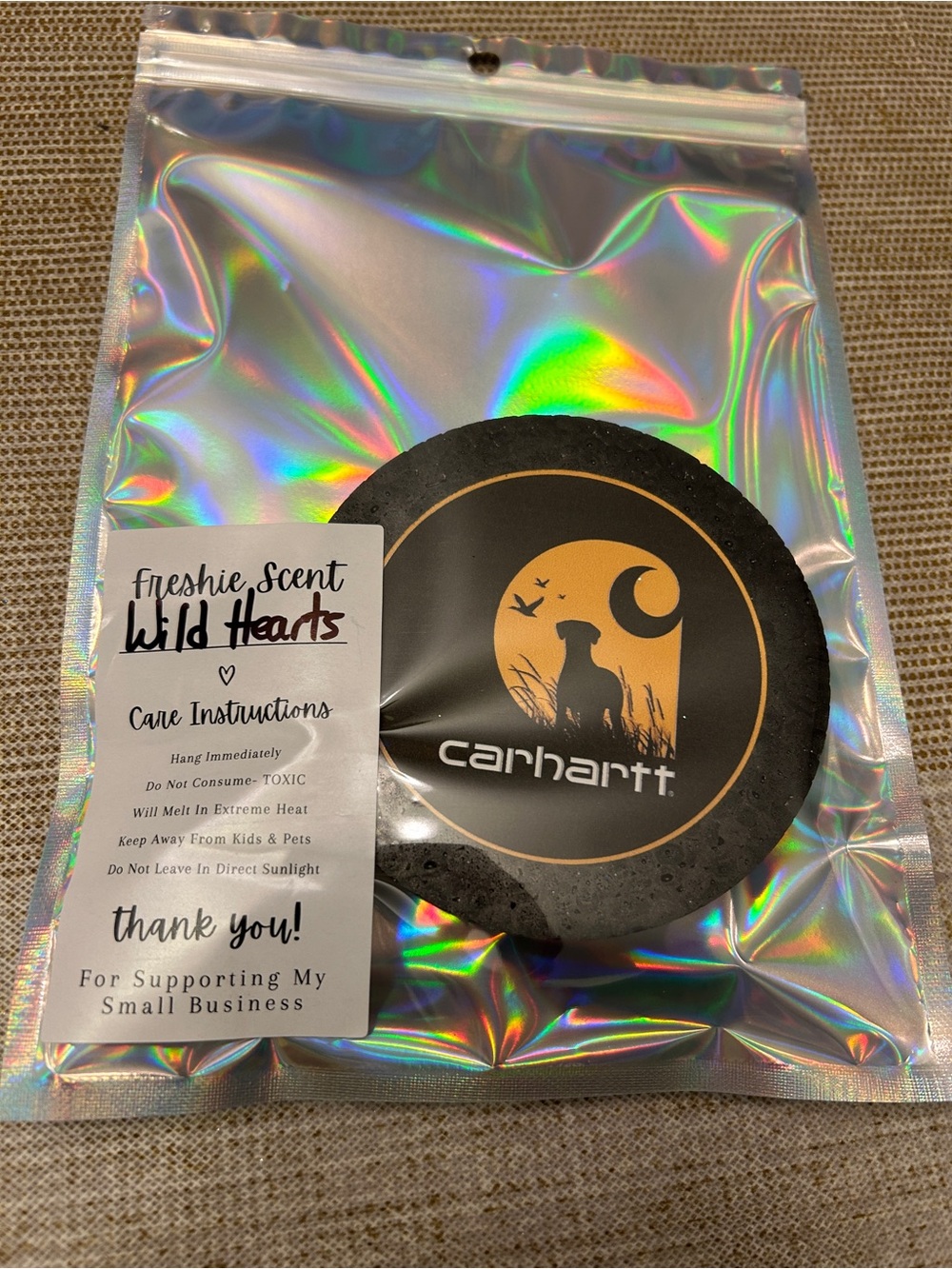 Carhartt Black & Gold Scent Disk in Holographic Pouch